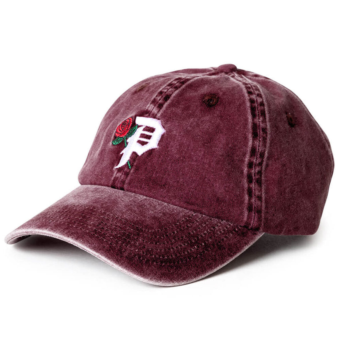 Primitive Rosey Over-dyed Strapback Hat - Burgundy image 1