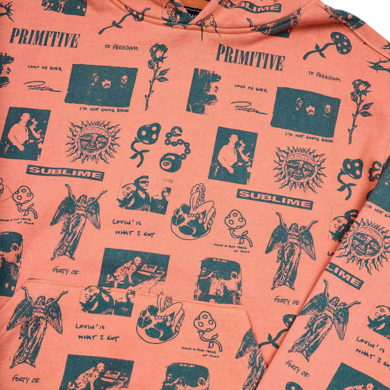Primitive x Sublime Mosaic Hoodie - Coral
