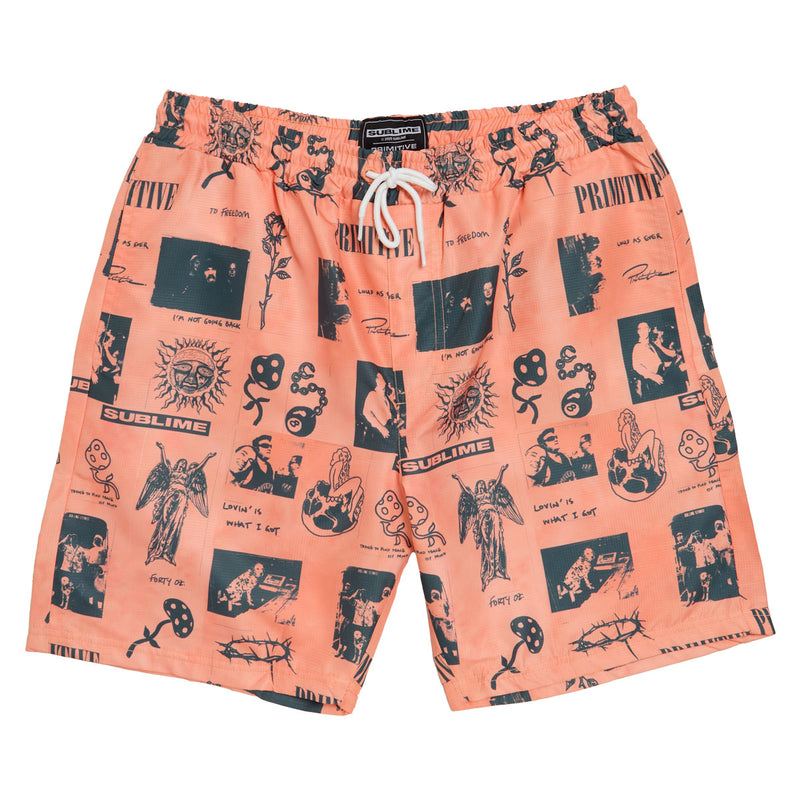 Primitive x Sublime Boardwalk Shorts - Coral