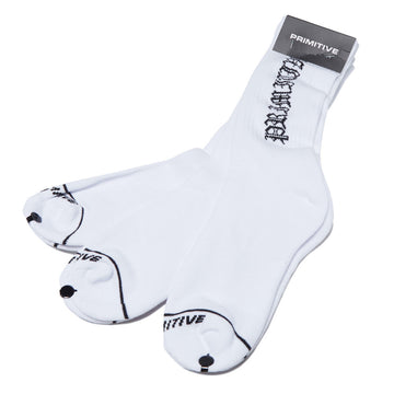 Primitive Core Logo 3 Pack Of Socks - White