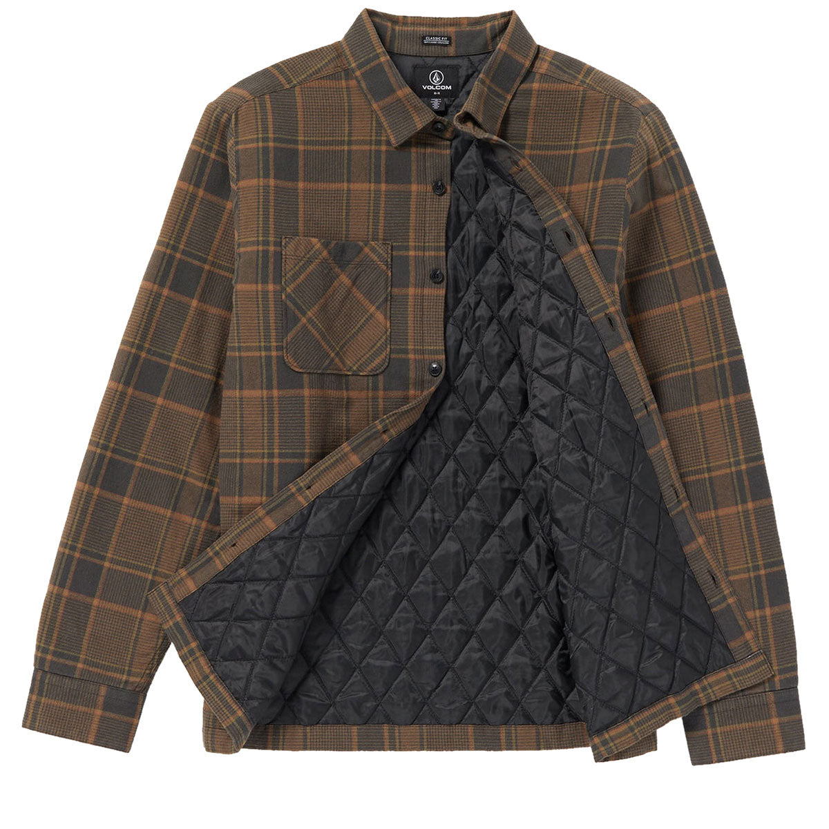 Volcom Brickstone Lined Flannel Long Sleeve Shirt - Mud image 4