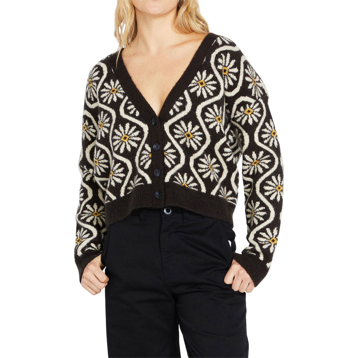 Volcom Womens Daizy Lady Cardigan Sweater - Vintage Black image 1