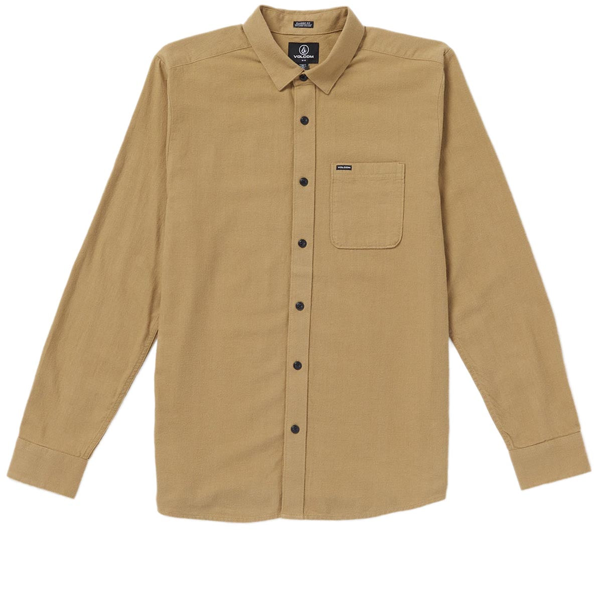 Volcom Caden Solid Long Sleeve Shirt - Dark Khaki image 1