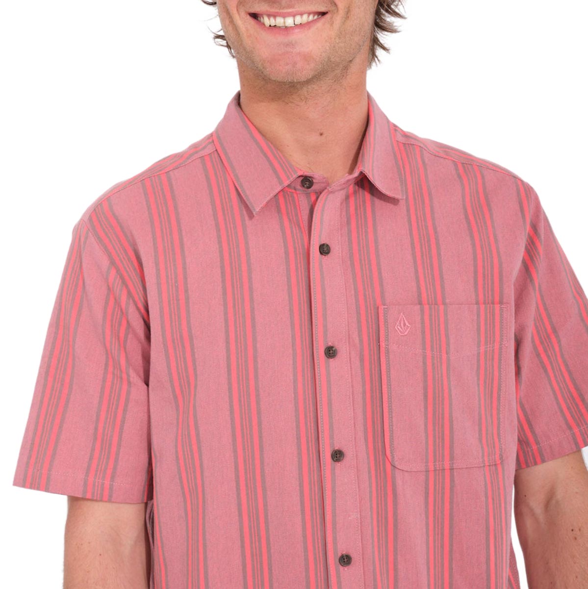 Volcom Newbar Stripe Shirt - Washed Ruby image 3