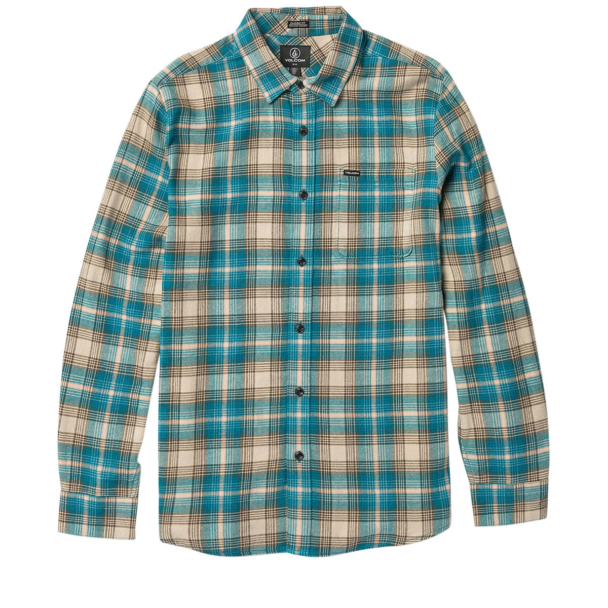 Volcom Caden Plaid Long Sleeve Shirt - Light Khaki image 1