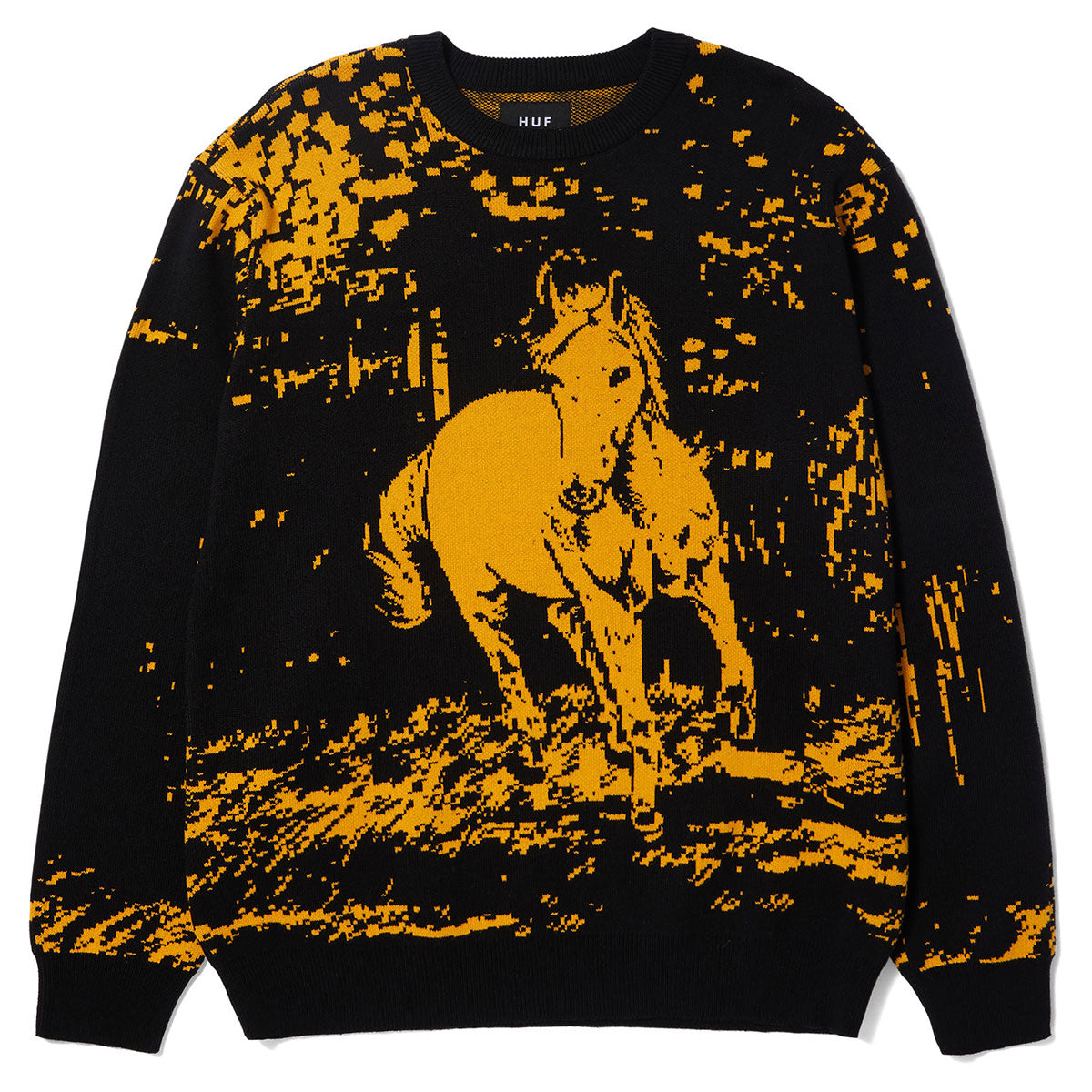 HUF No5 Horse Crewneck Sweater - Black image 1