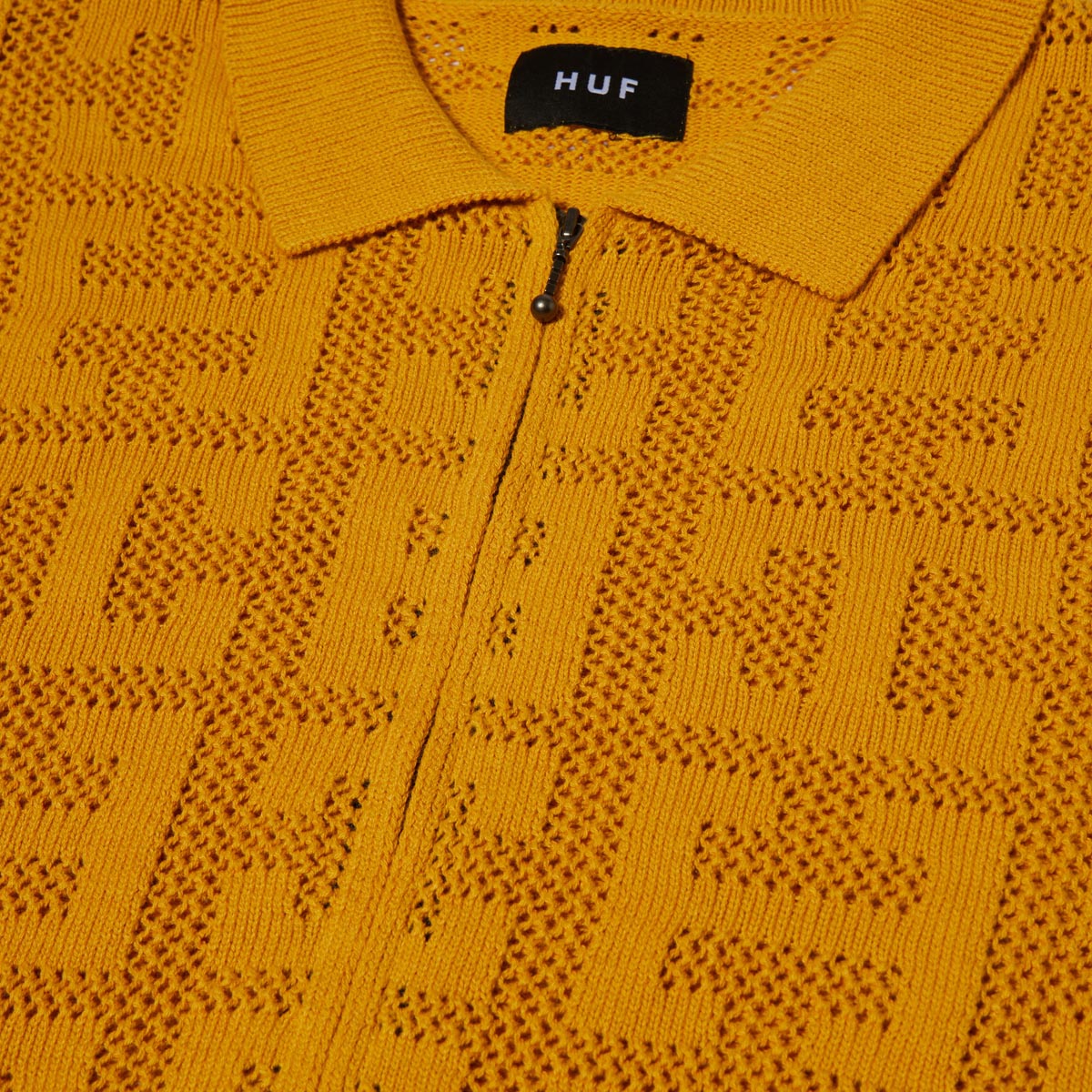 HUF Monogram Jacquard Zip Sweater - Dijon image 3