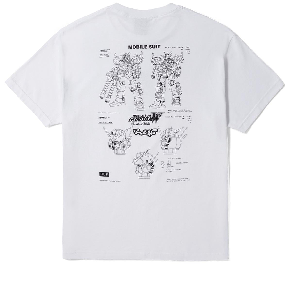 HUF x Mobile Suite Gundam Heavy Arms Schematics T-Shirt - White image 2