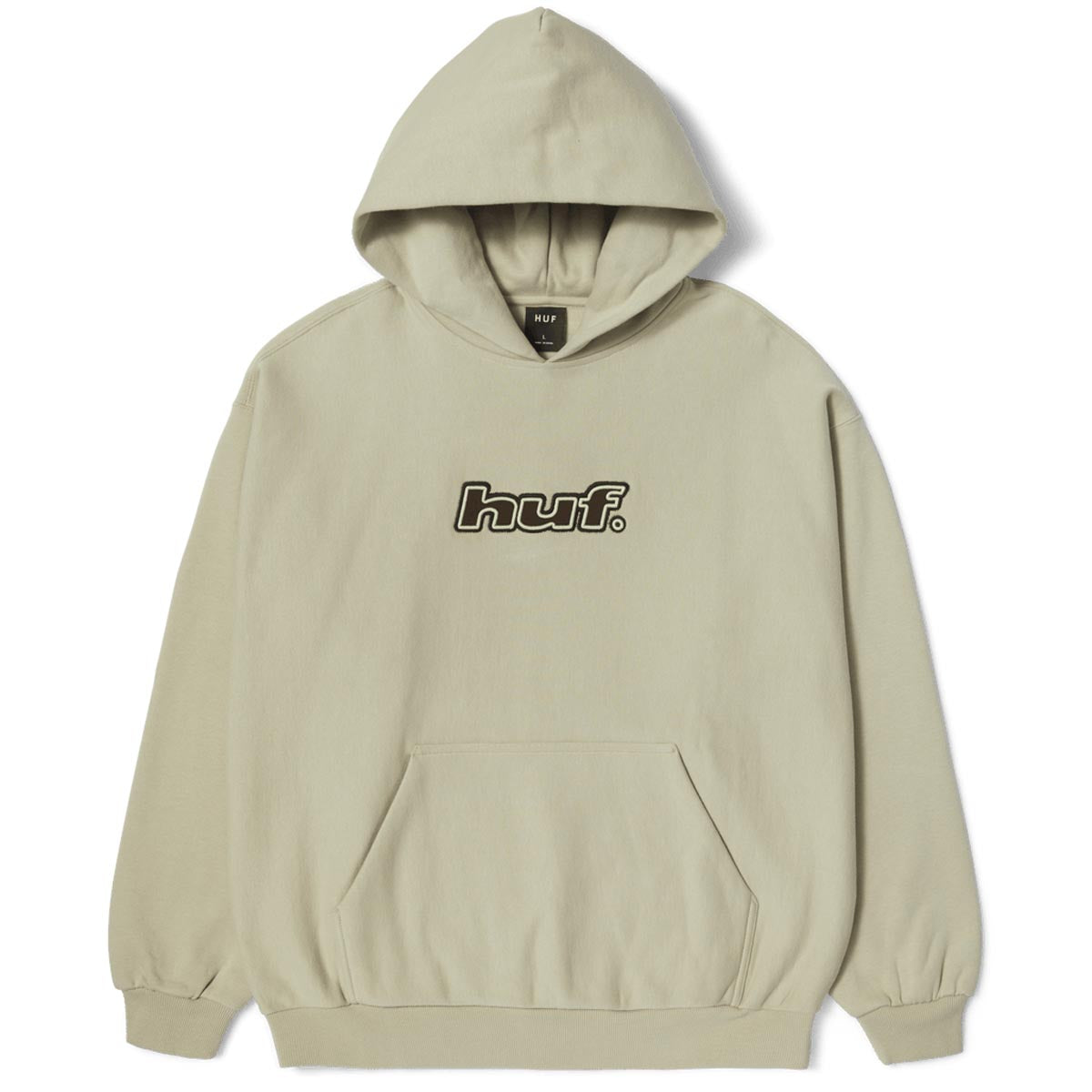 Huf Logo Applique Hooded Fleece Hoodie - Putty image 1