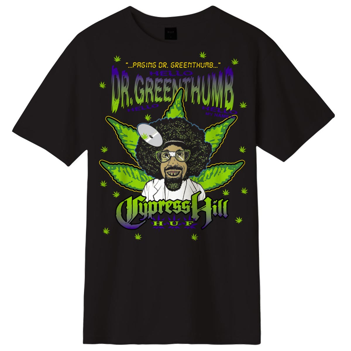 Huf x Cypress Hill Dr Greenthumb T-Shirt - Black image 1
