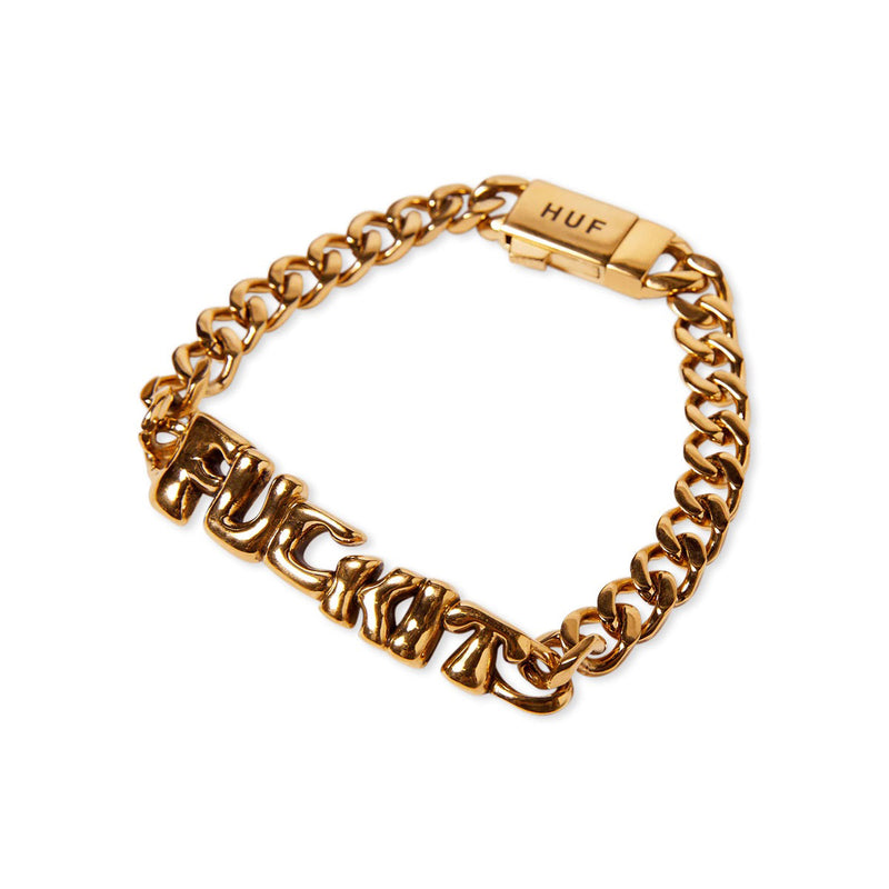 HUF Fuck It Warped Id Bracelet Accessories - Gold