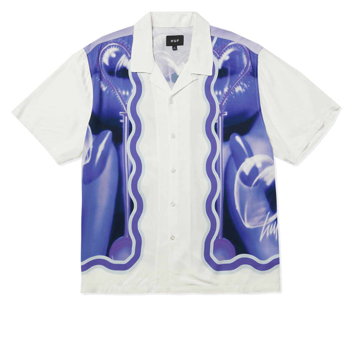 ロサンゼルス発★HUF★トリップフロックリゾートシャツ HUF シャツ X STAX PATCHES BUTTON UP / 半袖 メンズ レディース