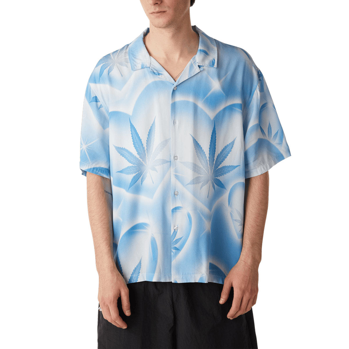 ロサンゼルス発★HUF★トリップフロックリゾートシャツ HUF シャツ X STAX PATCHES BUTTON UP / 半袖 メンズ レディース