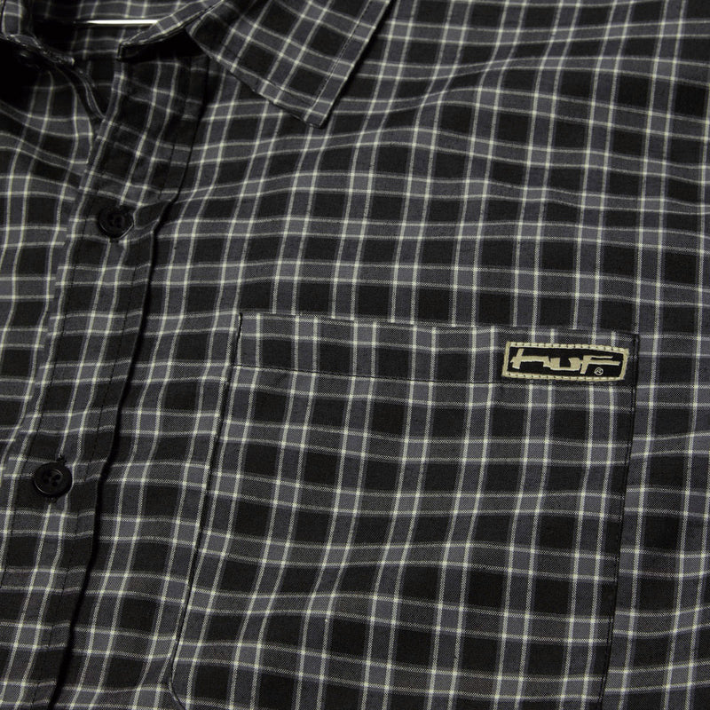 HUF Stretch Micro Plaid Shirt - Black