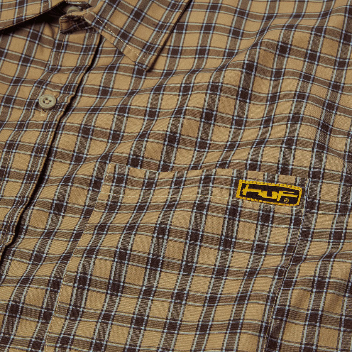 HUF Stretch Micro Plaid Shirt - Clay image 3