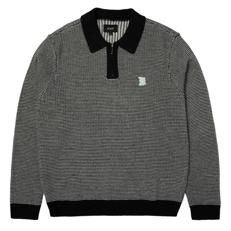 HUF Megablast Two Tone Waffle Sweater - Black/White