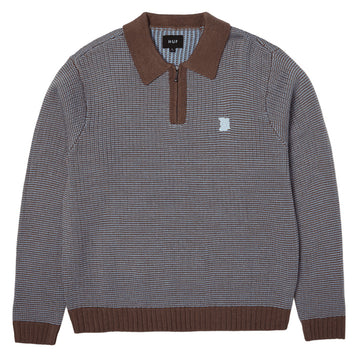 HUF Megablast Two Tone Waffle Sweater - Washed Blue/Moss