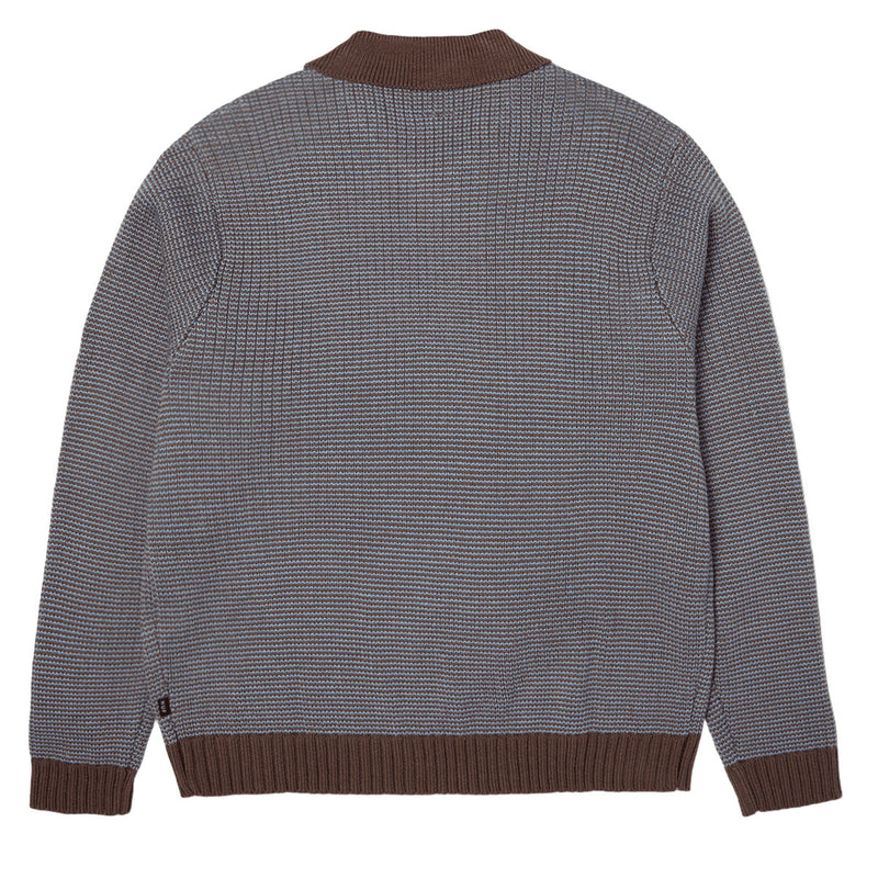 HUF Megablast Two Tone Waffle Sweater - Washed Blue/Moss