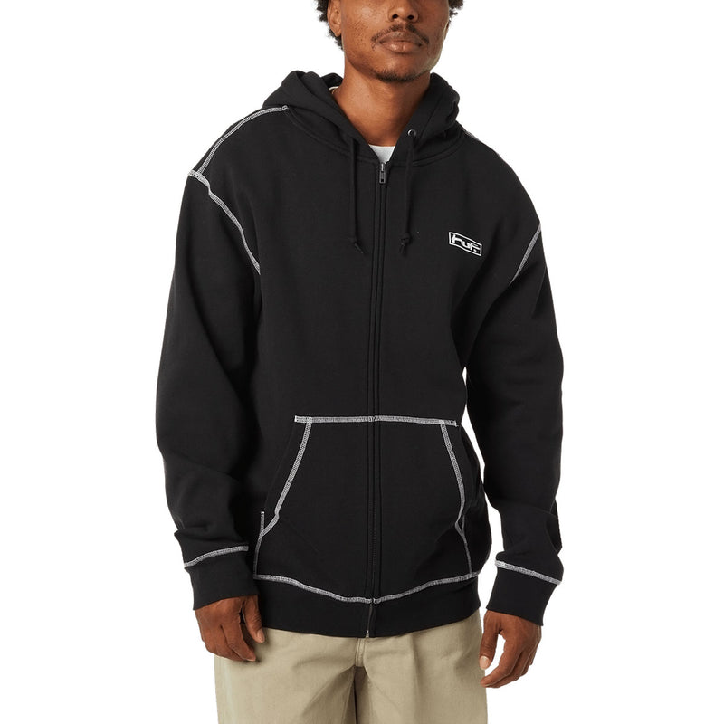 HUF Stretch Zip Up Hoodie - Black