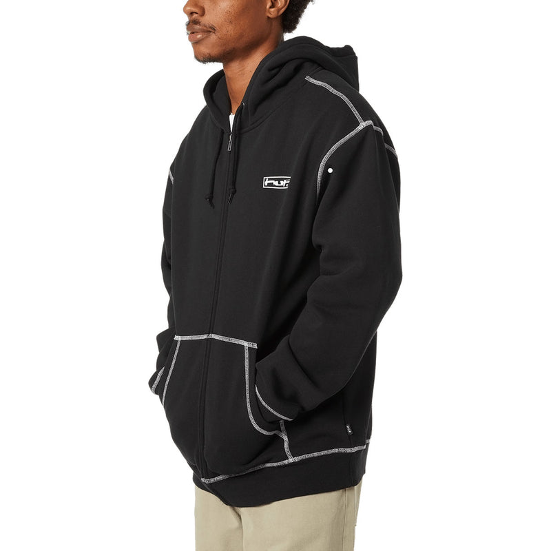 HUF Stretch Zip Up Hoodie - Black
