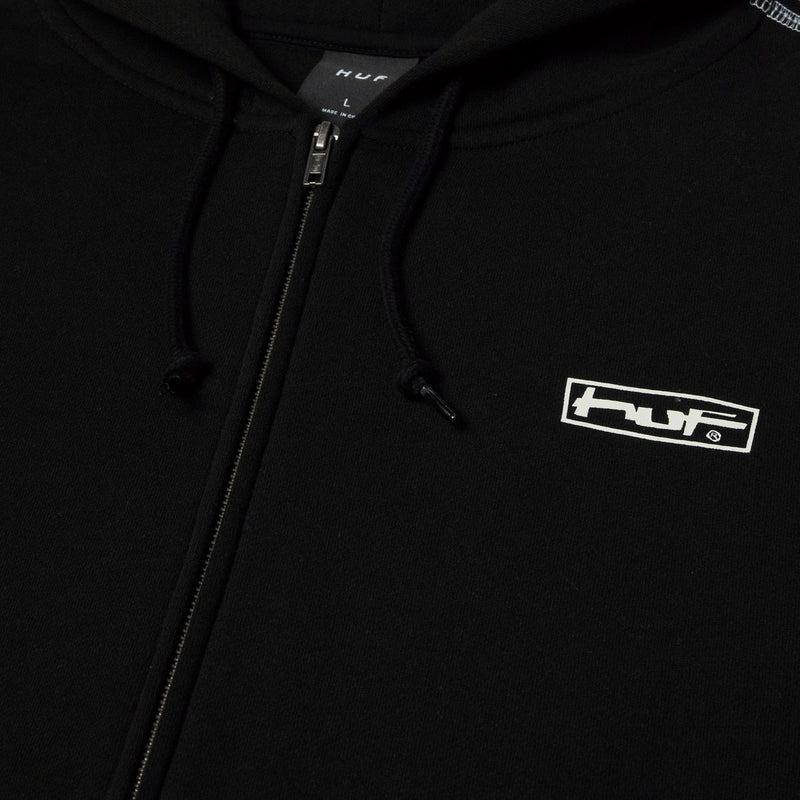 HUF Stretch Zip Up Hoodie - Black
