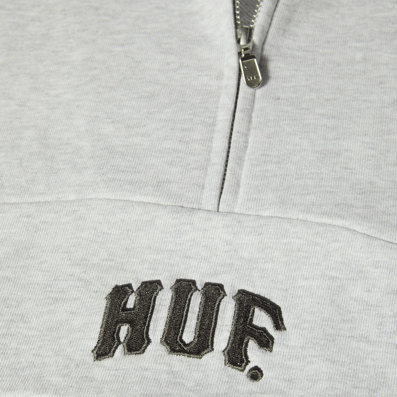 HUF Arch Enzyme 1/4 Zip Fleece Sweater - Heather Grey