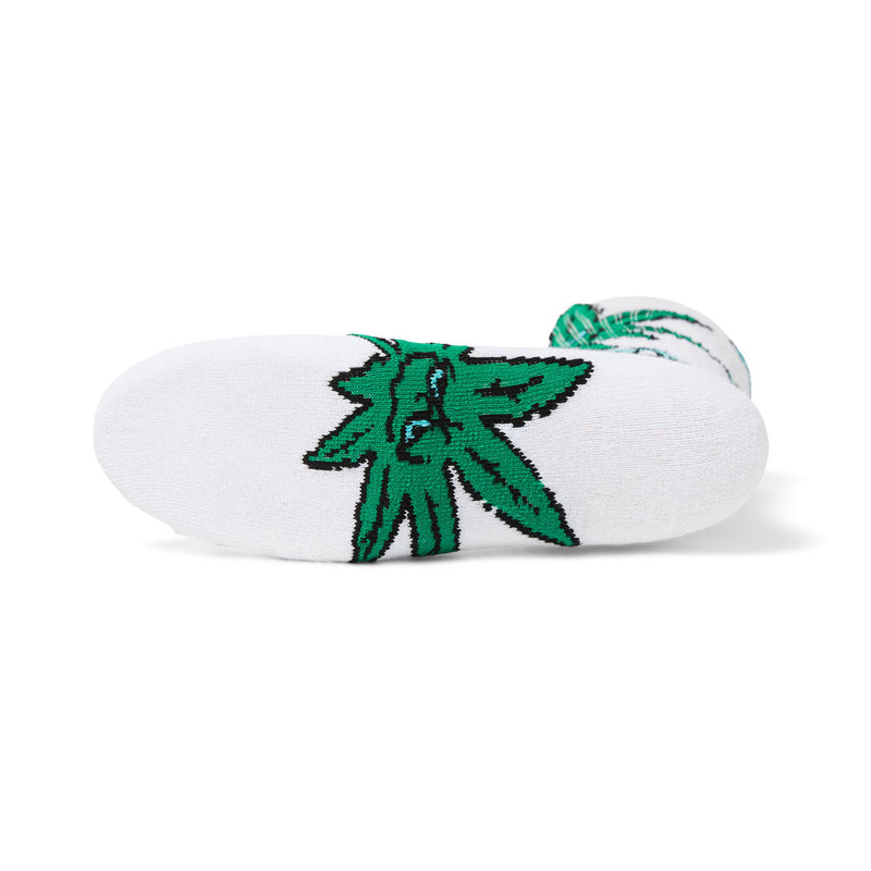HUF Green Buddy Snowflakes Socks - White