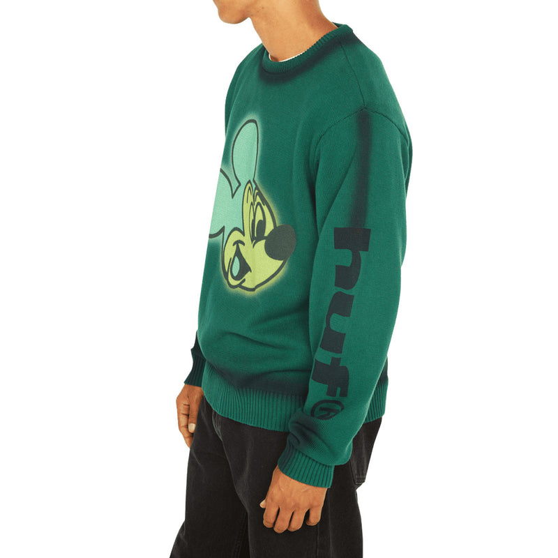 HUF x Mickey Mouse Spray Sweatshirt - Forest Green