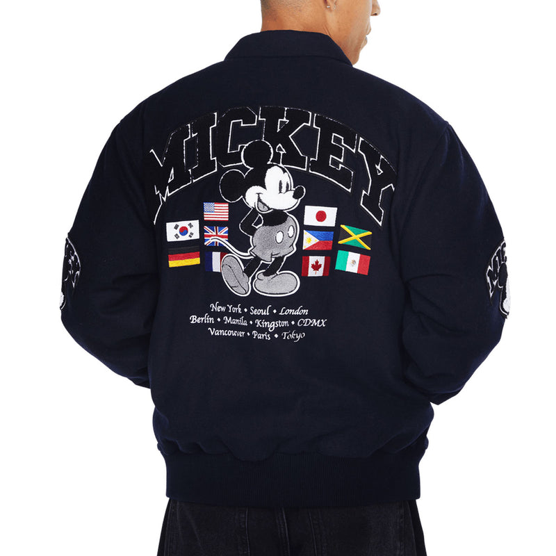 HUF x Mickey Mouse Worldwide Tour Varsity Jacket - Navy
