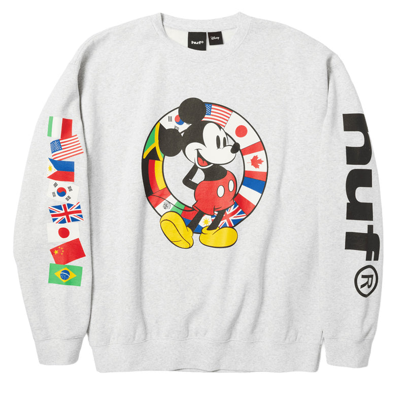HUF x Mickey Mouse Worldwide Tour Sweatshirt - Heather Grey