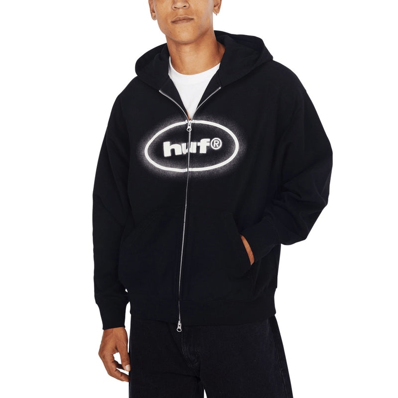 HUF x Mickey Mouse Spray Full Zip Hoodie - Black