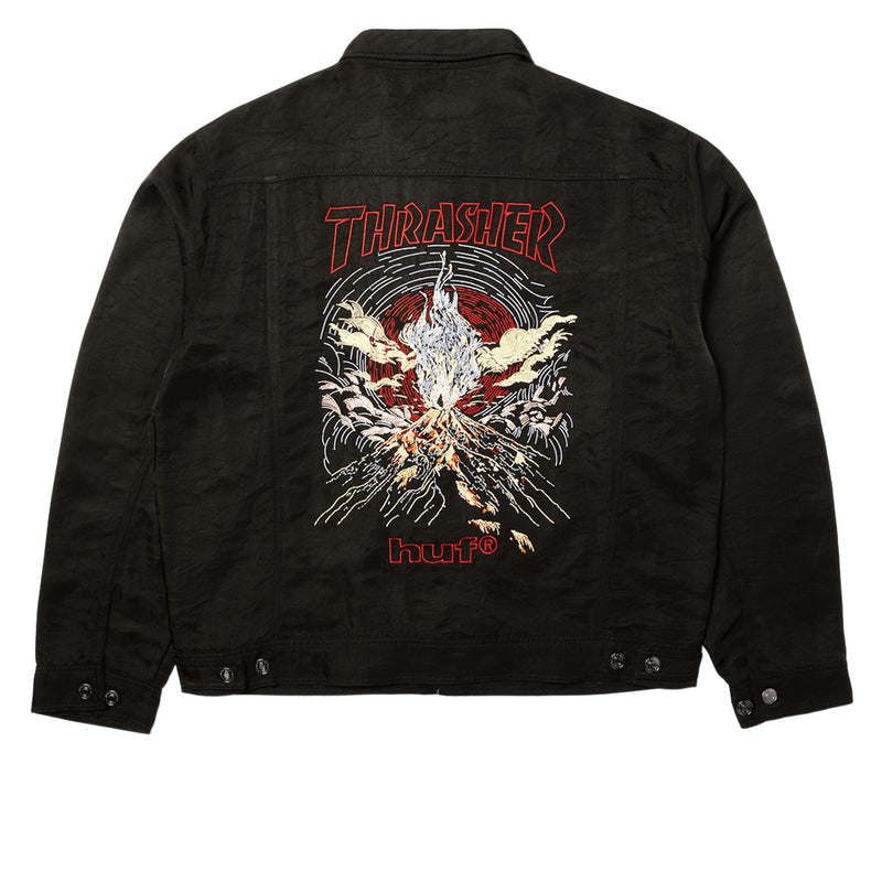 HUF x Thrasher Trucker Jacket - Black