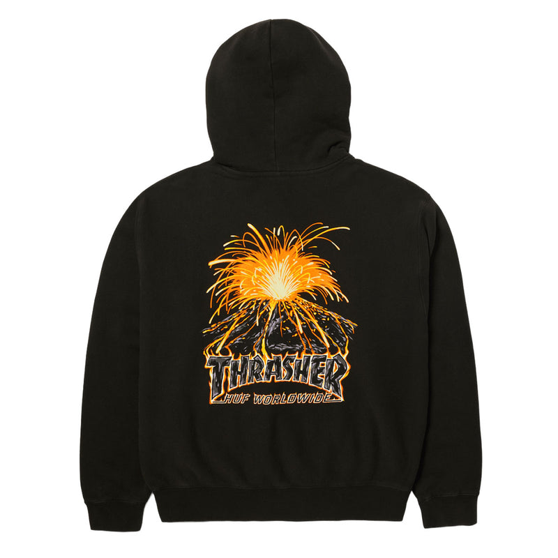 HUF x Thrasher Meltdown Heavyweight Hoodie - Washed Black