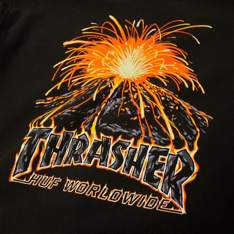 HUF x Thrasher Meltdown Heavyweight Hoodie - Washed Black