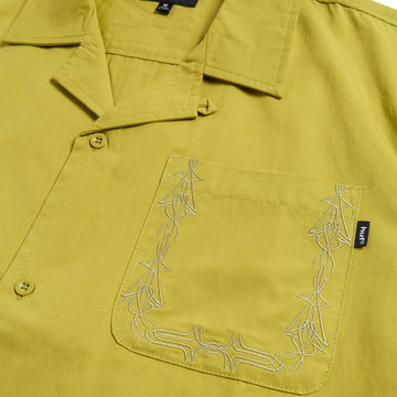 HUF Pinstripe Emb Resort Shirt - Avocado