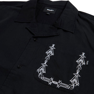 HUF Pinstripe Emb Resort Shirt - Black