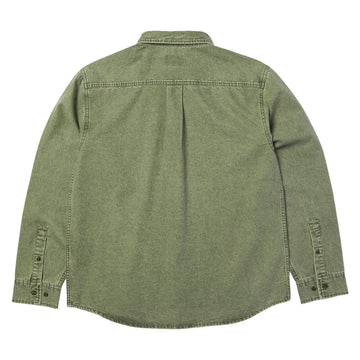 HUF Carson Overdyed Denim Long Sleeve Shirt - Olive