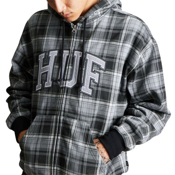 HUF Arch Plaid Full Zip Hoodie - Black