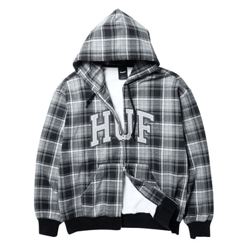 HUF Arch Plaid Full Zip Hoodie - Black
