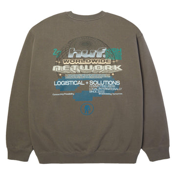 HUF Worldwide Network Crew Sweatshirt - Dark Earth