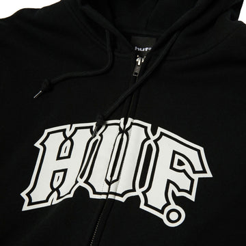 HUF Classic Arch Full Zip Hoodie - Black/White