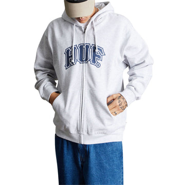 HUF Classic Arch Full Zip Hoodie - Heather Grey/Navy
