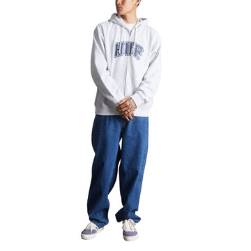 HUF Classic Arch Full Zip Hoodie - Heather Grey/Navy