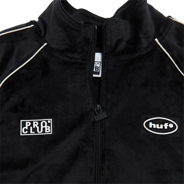 HUF x Pro Club Velour Track Jacket - Black