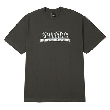 HUF x Spitfire Burn Heavyweight T-Shirt - Washed Black