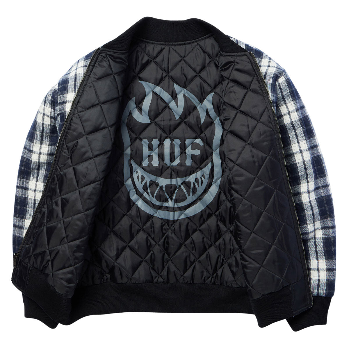HUF スタジャン ネイビー パッチワーク HUF x Spitfire Reversible Plaid Jacket - Navy/Black – CCS