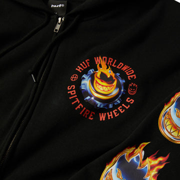 HUF x Spitfire Chrome Head Full Zip Hoodie - Black