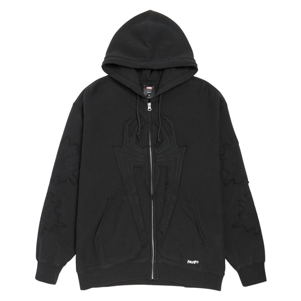 HUF x Spiderman Web Full Zip Washed Hoodie - Washed Black – CCS