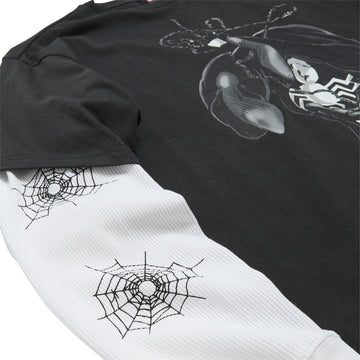 HUF x Spiderman Web Long Sleeve Double Layer Top T-Shirt - Black