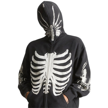 HUF x Aliens Facehugger Full Zip Washed Hoodie - Vintage Black
